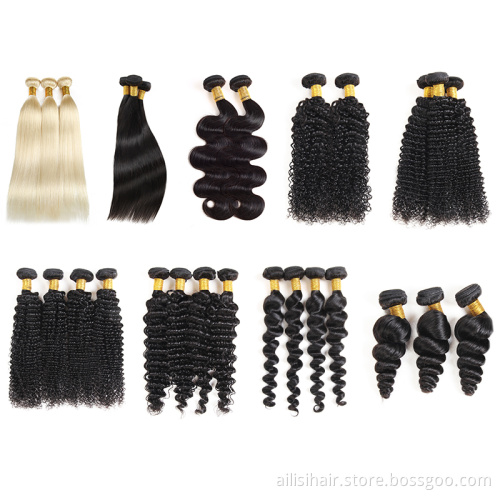 High Quality Human Hair Weaves Bundles Closure For Woman 3 Or 4 Human Hair Bundles With Closure Set